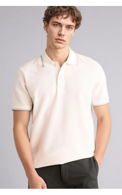 DeFacto Regular Fıt Polo Yaka Waffle Kısa Kollu Polo Tişört Beyaz D7932AX26SPWT32