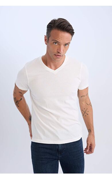 DeFacto New Regular Fit V Yaka Kısa Kollu Tişört