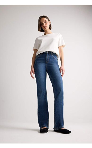 DeFacto Yüksek Bel Geniş Paça Cepli Jean Pantolon