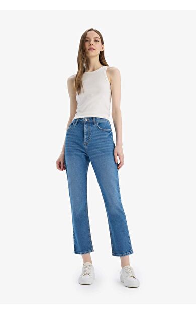 DeFacto Mary Vintage Straight Fit Yüksek Bel Düz Paça Jean Pantolon