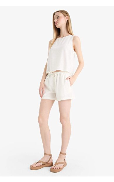 Coool Regular Fit Normal Bel Kısa Paça Keten Karışımlı Şort D8008AX25HSWT32