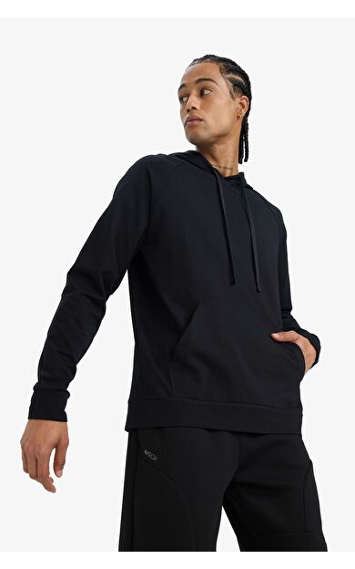 DeFacto DeFactoFit Standart Fit Kapüşonlu Sporcu Sweatshirt D8014AX25SPBK81