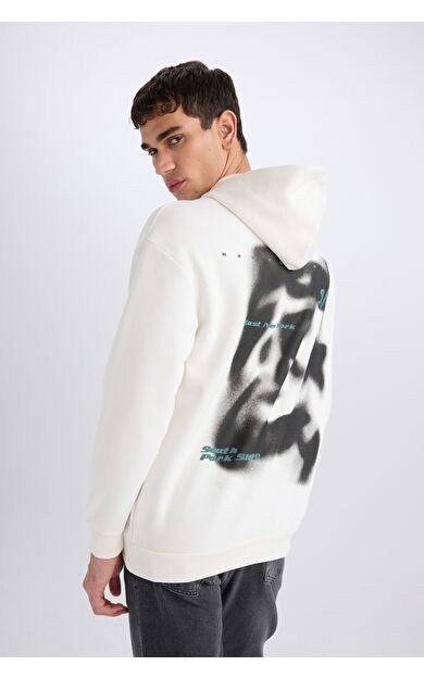 DeFacto Boxy Fit Kapüşonlu Sırt Baskılı Sweatshirt D8021AX25SPER105