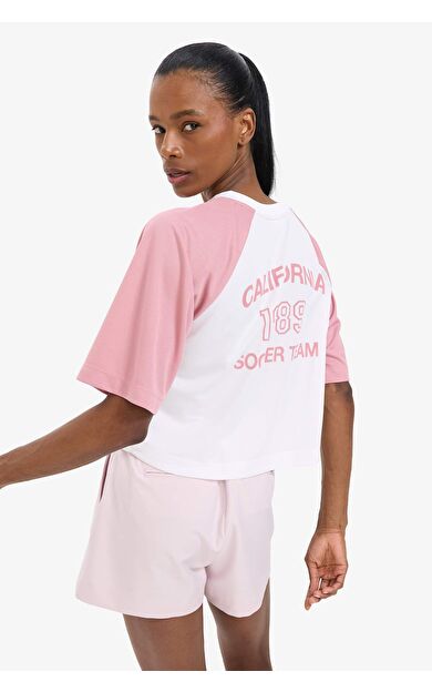 DeFactoFit Crop Top Bisiklet Yaka Slogan Baskılı Sporcu Kısa Kollu Tişört