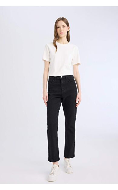 DeFacto Mary Vintage Straight Fit Yüksek Bel Düz Paça Uzun Jean Pantolon