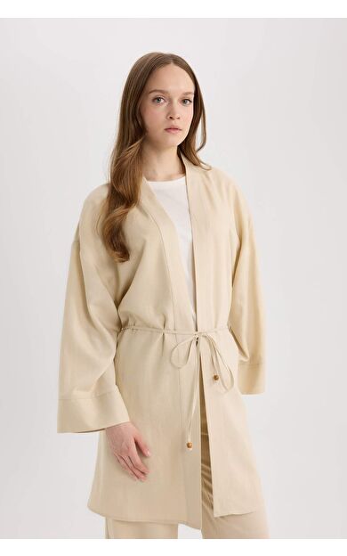 Relax Fit Keten Karışımlı Kimono