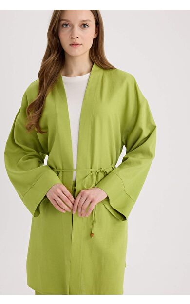 Relax Fit Keten Karışımlı Kimono