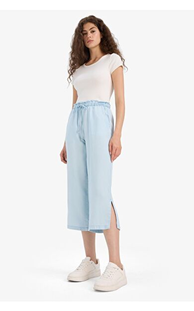 DeFacto Pull On Culotte Yüksek Bel Tensel Yıkamalı Pantolon D8240AX25SMNM85