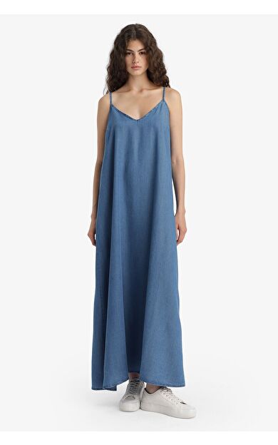 DeFacto Fashion Fit Tensel İnce Askılı Maxi Elbise