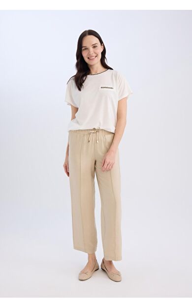 DeFacto Wide Straight Esnek Belli Cepli Bağcıklı Düz Paça Pantolon D8354AX25SPBG352