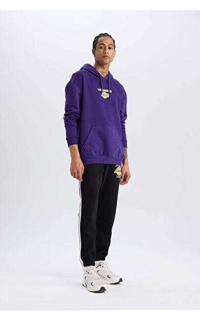 DeFacto DeFactoFit NBA Los Angeles Lakers Standart Fit Cepli Kalın Sweatshirt Kumaşı Sporcu Jogger