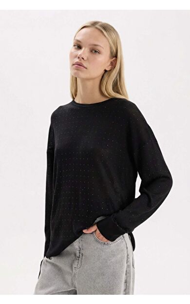 DeFacto Relax Fit Bisiklet Yaka Basic Düz Triko Kazak D8500AX24WNBK27