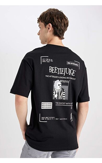 DeFacto Boxy Fit Bisiklet Yaka Sırt Baskılı Kısa Kollu Tişört D8514AX24AUBK81