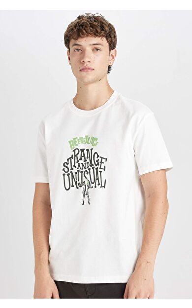 DeFacto Regular Fit Bisiklet Yaka Baskılı Kısa Kollu Tişört D8515AX24AUER105