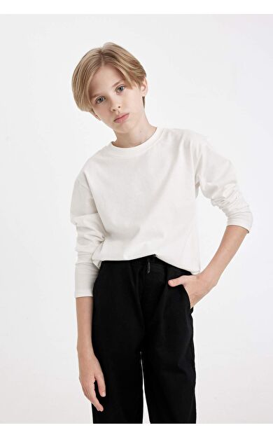 DeFacto Erkek Çocuk Regular Fit Bisiklet Yaka Uzun Kollu Tişört D8552A8NSWT32