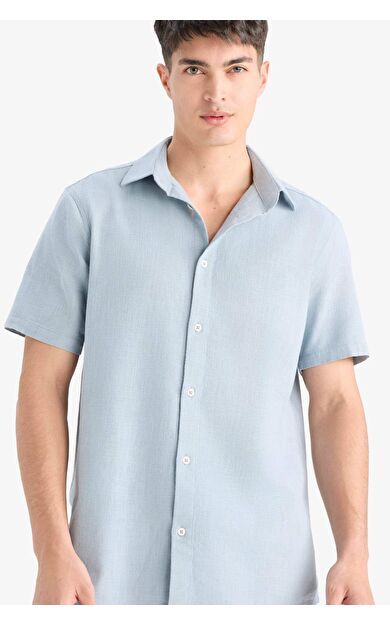 DeFacto %100 Pamuk Regular Fit Polo Yaka Yazlık Kısa Kollu Gömlek D8613AX25SMBE524