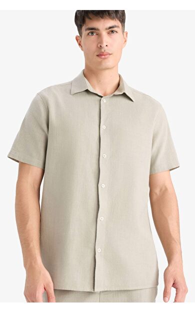 DeFacto %100 Pamuk Regular Fit Polo Yaka Yazlık Kısa Kollu Gömlek D8613AX25SMKH418