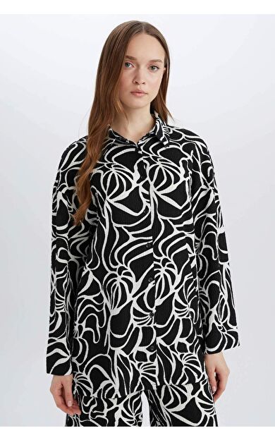 Regular Fit Desenli Bürümcük Uzun Kollu Gömlek