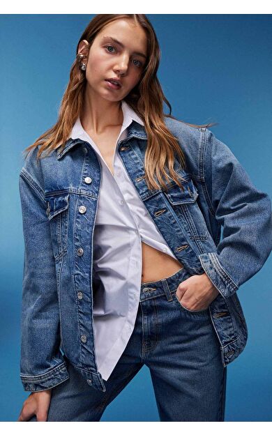 DeFacto Oversize Geniş Kalıp Jean Ceket