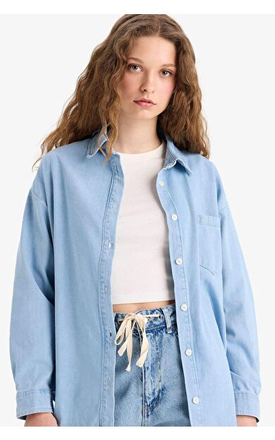 DeFacto Oversize Geniş Kalıp Jean Gömlek