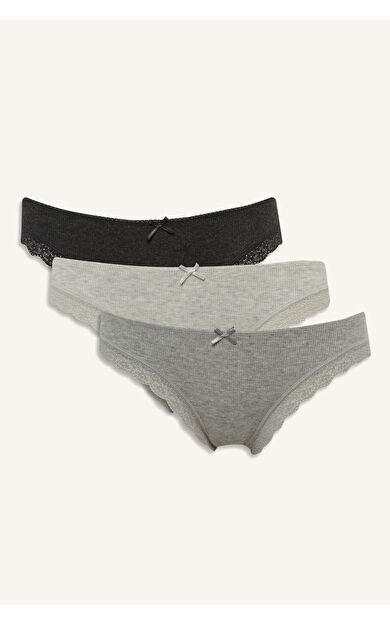 DeFacto Dantel Detaylı Ribana 3'lü Brazilian Külot-Fall in Love D8672AX25AUAR163