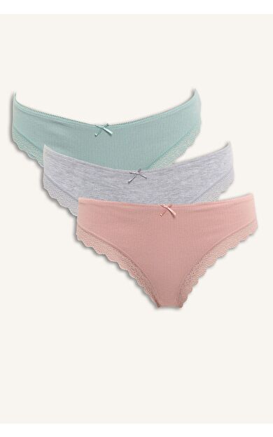 DeFacto Dantel Detaylı Ribana 3'lü Brazilian Külot-Fall in Love D8672AX25AUGR93