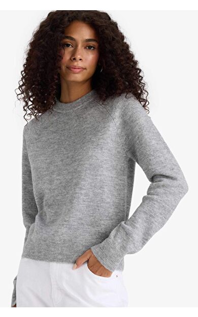 Regular Fit Bisiklet Yaka Basic Düz Soft Touch Yumuşak Triko Kazak