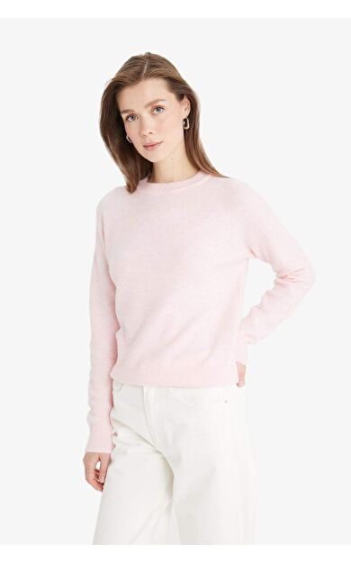 Regular Fit Bisiklet Yaka Basic Düz Soft Touch Yumuşak Triko Kazak