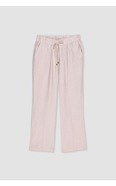 Straight Fit Cep Detaylı Standart Paça Krinkıl Kumaş Pantolon