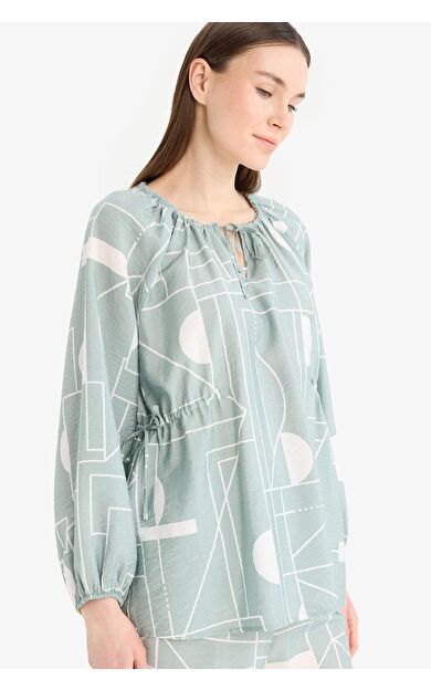 Regular Fit Desenli Uzun Kollu Bluz
