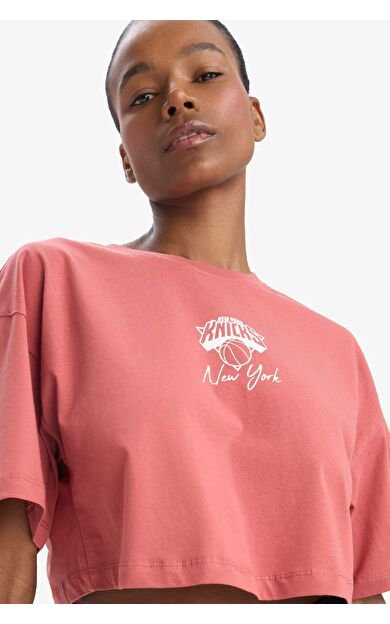 DeFactoFit NBA New York Knicks Oversize Geniş Kalıp Bisiklet Yaka Kısa Kollu Tişört