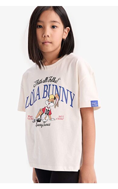 DeFacto Kız Çocuk Looney Tunes Relax Fit Bisiklet Yaka Kısa Kollu Tişört D8825A825SPER99