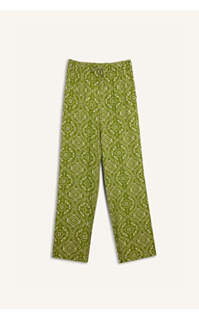 DeFacto Regular Fit Desenli Esnek Belli Düz Paça Pantolon