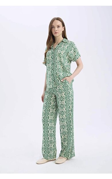 DeFacto Regular Fit Desenli Esnek Belli Düz Paça Pantolon D8844AX25SPGN751