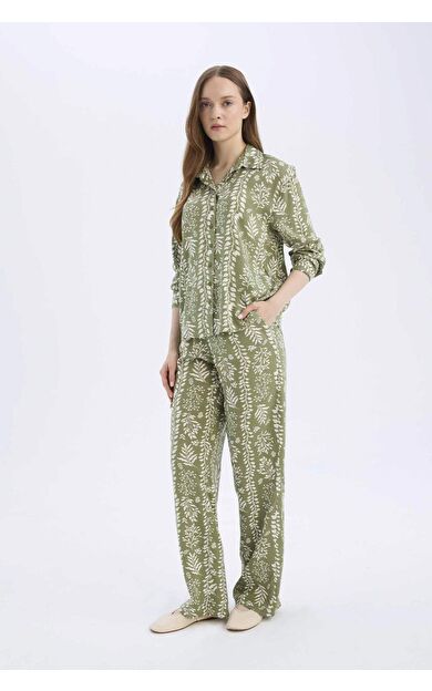DeFacto Regular Fit Desenli Esnek Belli Düz Paça Pantolon D8844AX25SPKH461