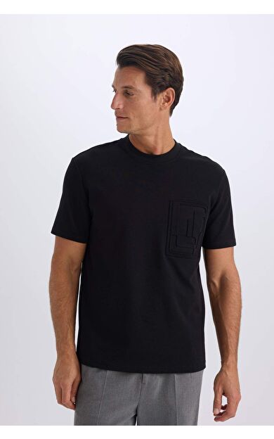 DeFacto Regular Fit Bisiklet Yaka Kısa Kollu Ağır Kumaş Tişört D8931AX25SPBK81