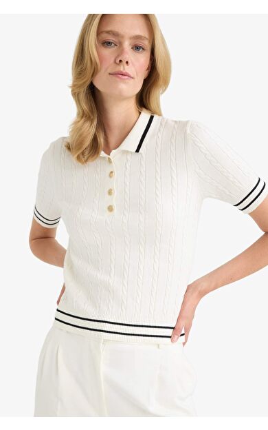 DeFacto Regular Fit Polo Yaka Kısa Kollu Kazak