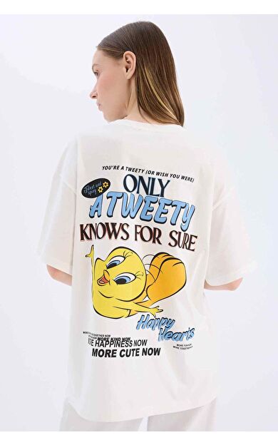 Coool Looney Tunes Oversize Geniş Kalıp Bisiklet Yaka Baskılı Kısa Kollu Tişört D9119AX25SMWT32