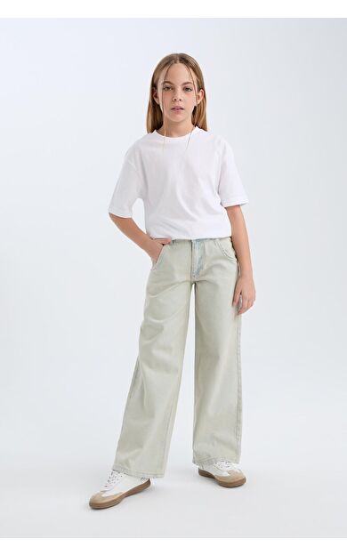 DeFacto Kız Çocuk Wide Leg Geniş Paça Jean Pantolon D9128A825SPNM39