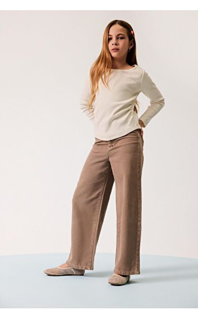 DeFacto Kız Çocuk Wide Leg Geniş Paça Pamuklu Pantolon D9131A825SMBN551