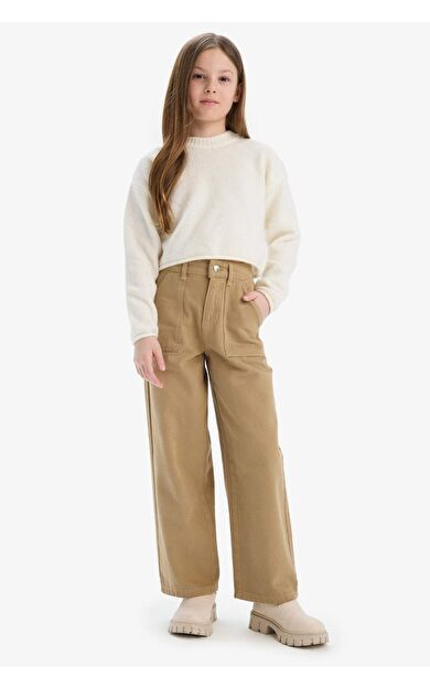 DeFacto Kız Çocuk Wide Leg Geniş Paça Pamuklu Pantolon D9134A825SMBG122