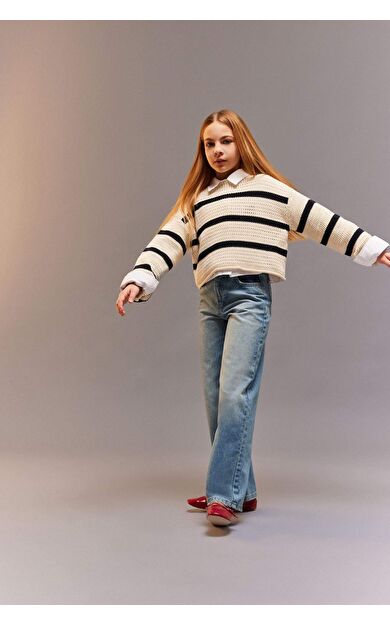 DeFacto Kız Çocuk Wide Leg Geniş Paça Jean Pantolon D9157A825SPNM28