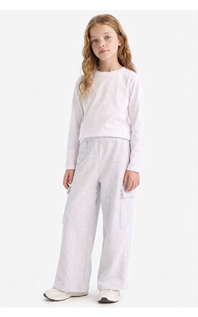 DeFacto Kız Çocuk Wide Leg Beli Lastikli Geniş Bol Paça Eşofman Altı D9251A825SPGR421