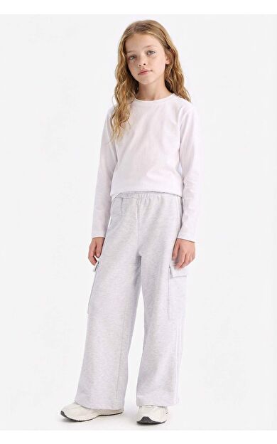 DeFacto Kız Çocuk Wide Leg Beli Lastikli Geniş Bol Paça Eşofman Altı D9251A825SPGR421