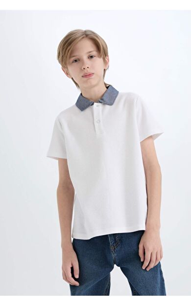 DeFacto Erkek Çocuk Basic Düz Kısa Kollu Polo Tişört D9254A825SMWT34