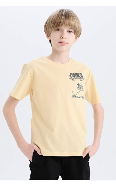 DeFacto Erkek Çocuk Bisiklet Yaka Baskılı Kısa Kollu Tişört D9260A825SMYL252