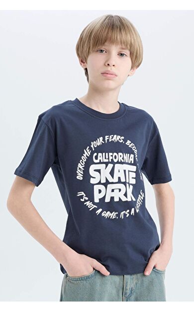 DeFacto Erkek Çocuk Bisiklet Yaka Baskılı Kısa Kollu Tişört D9261A825SMNV125