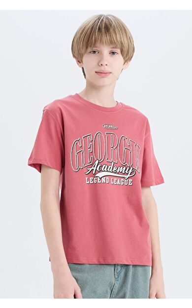 DeFacto Erkek Çocuk Bisiklet Yaka Baskılı Kısa Kollu Tişört D9262A825SMBR268