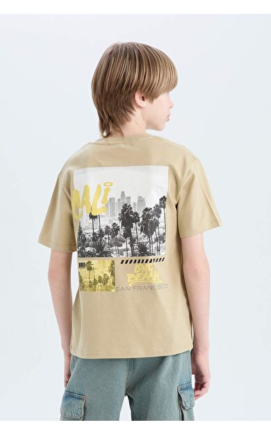 DeFacto Erkek Çocuk Bisiklet Yaka Sırt Baskılı Kısa Kollu Tişört D9267A825SMKH505