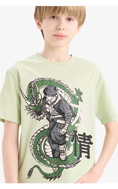 DeFacto Erkek Çocuk New Regular Fit Bisiklet Yaka Anime Baskılı Kısa Kollu Tişört